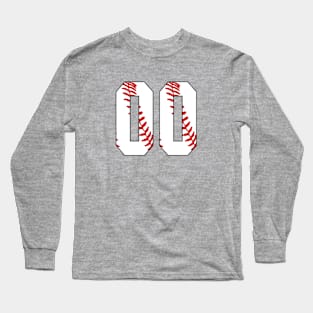 Baseball Number 00 #00 Baseball Shirt Jersey Favorite Player Biggest Fan Long Sleeve T-Shirt